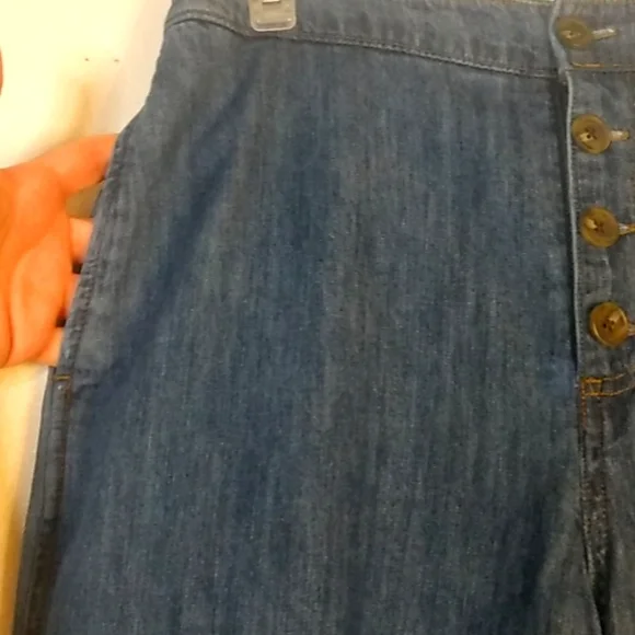 LC Lauren Conrad Jeans Wide Leg Crop Denim Pants Button Front High Rise … - Picture 5 of 11